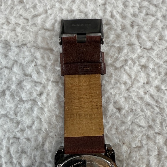 Diesel Oversized Grayed Out Black Dial‎ with Brown Leather Strap Watch Men’s - Picture 7 of 10